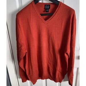 Jos. A. Bank Signature Collection Pima Cotton Sweater V-neck - Orange -Men's XL